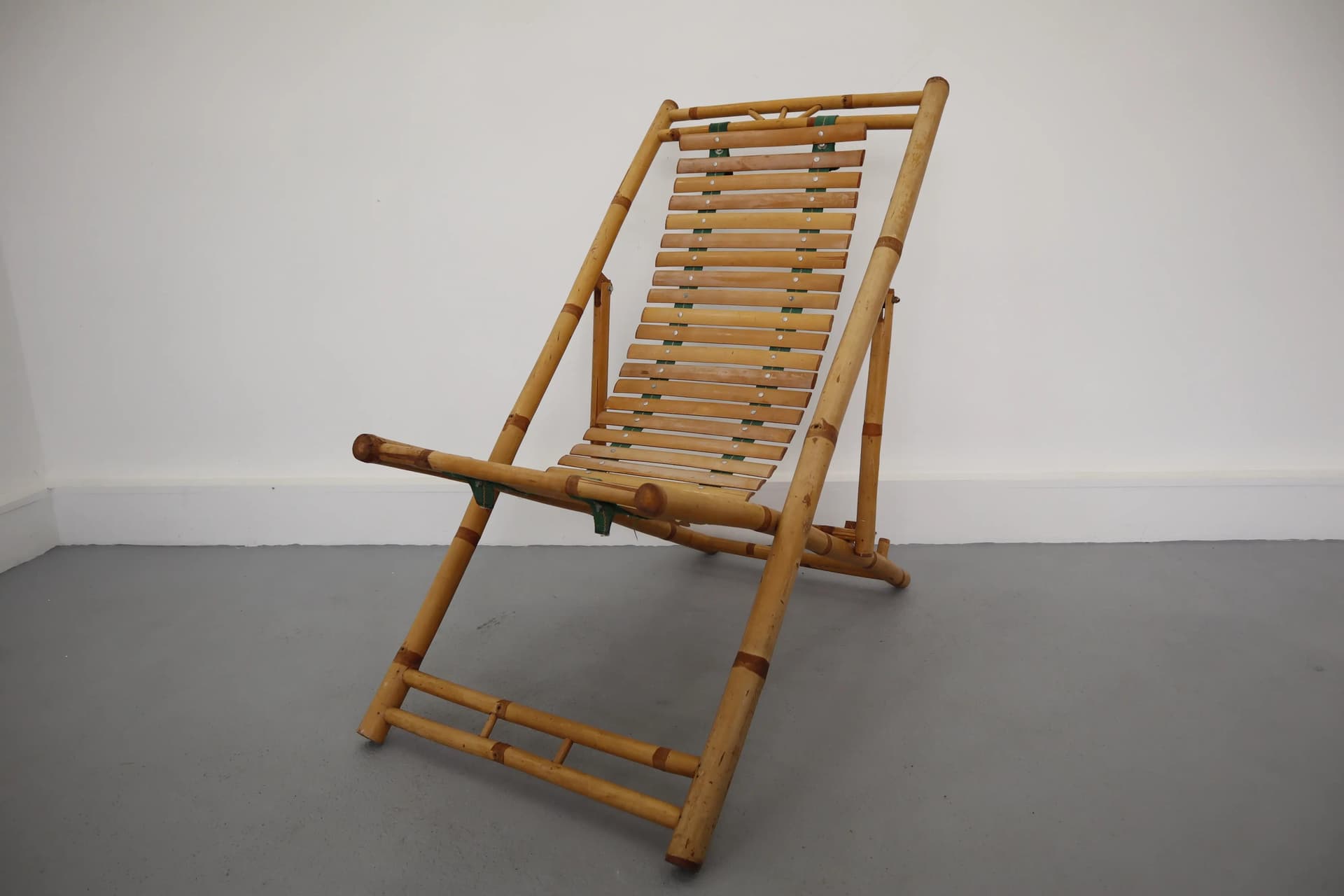 Sun lounger, brown rattan, Poland, 1970s - 39800