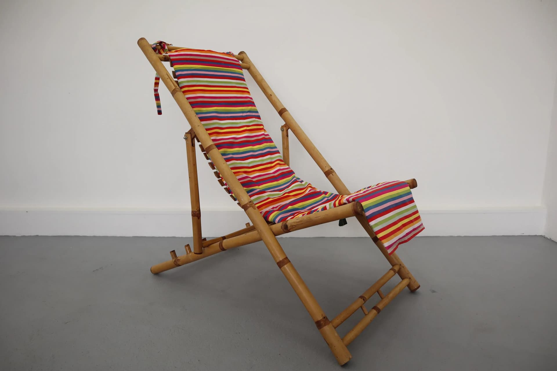 Sun lounger, brown rattan, Poland, 1970s - 39802