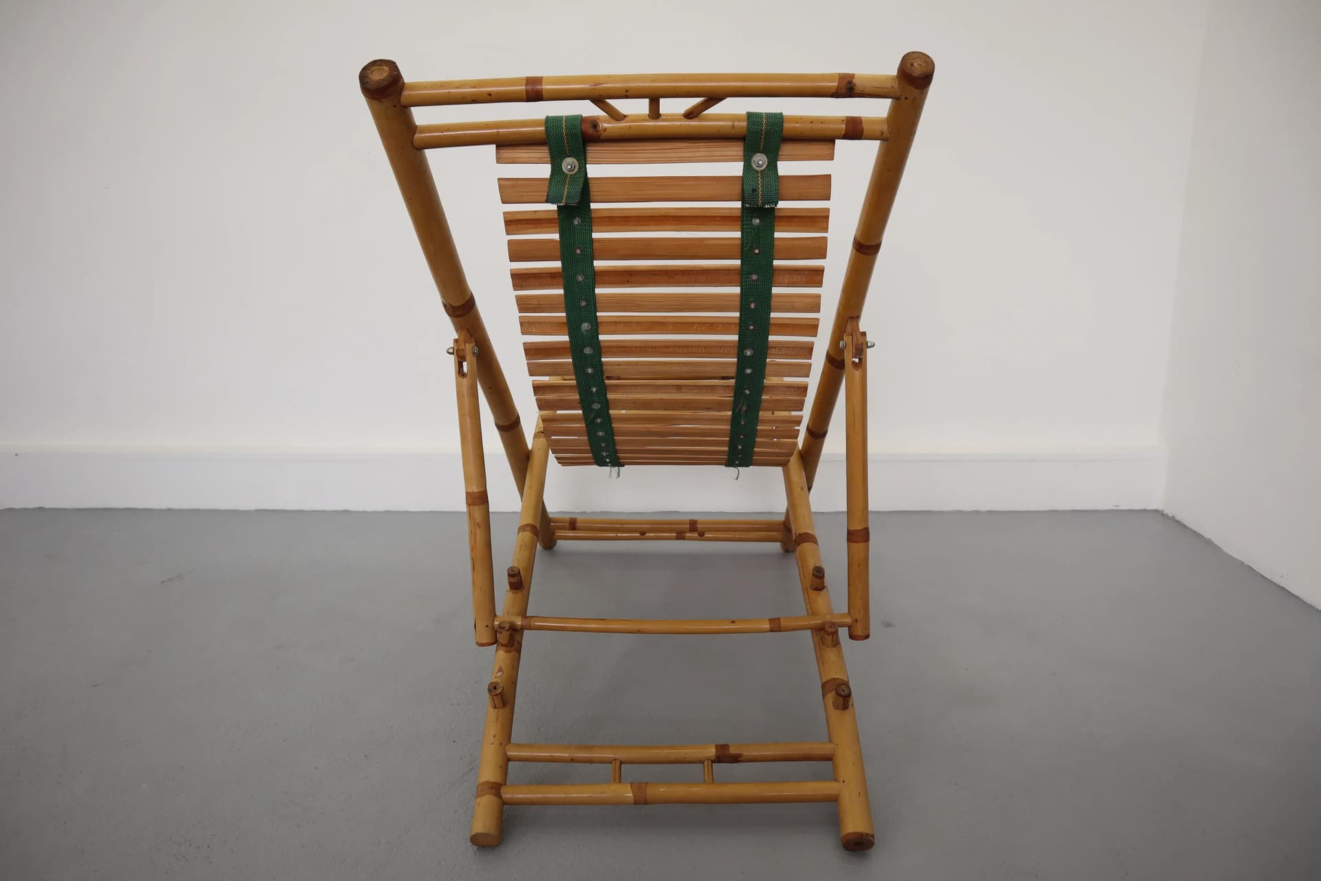 Sun lounger, brown rattan, Poland, 1970s - 39805