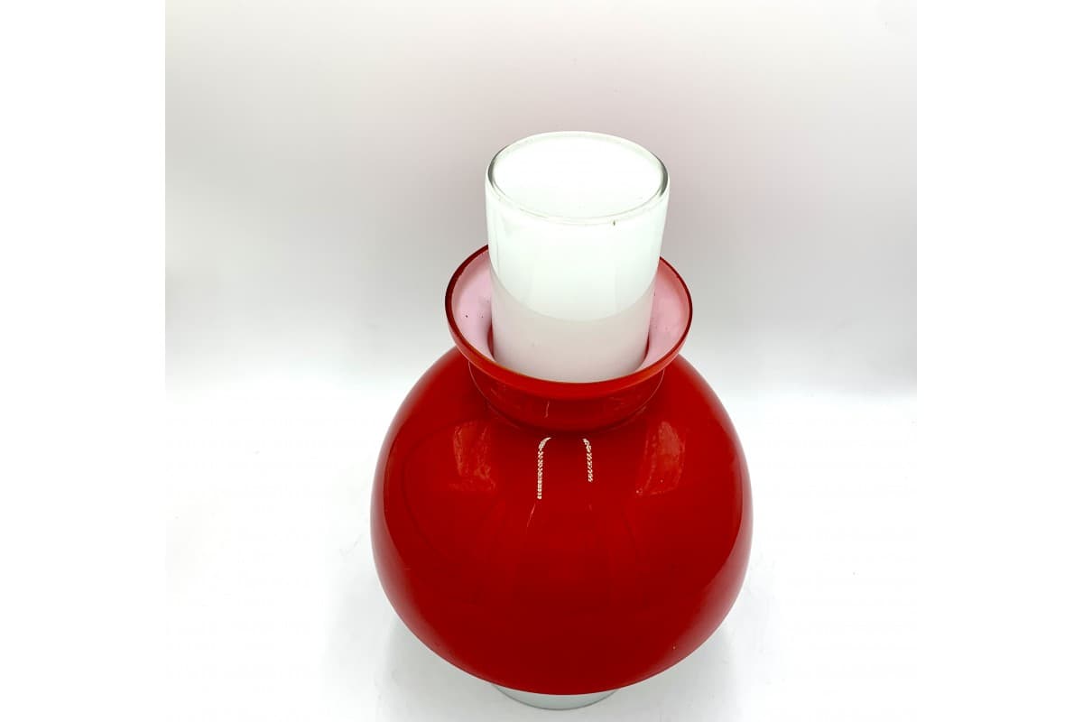 Table lamp, red glass, Czech Republic, 1960s. - 78249
