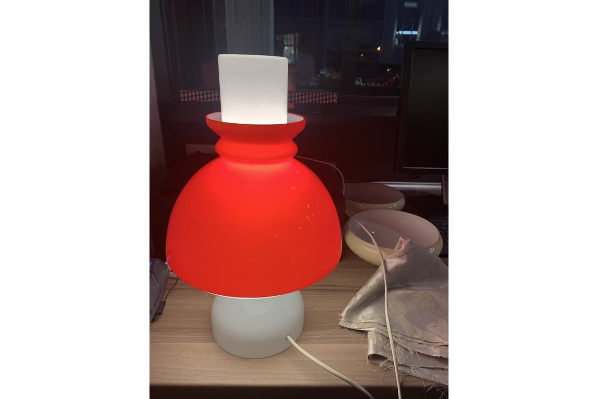 Table lamp, red glass, Czech Republic, 1960s. - 78251