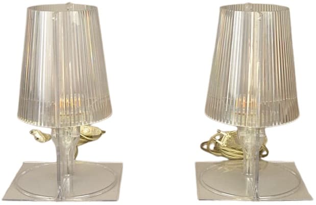 Pair of table lamps, transparent plastic, by F. Laviani, Kartell, Italy, 1990s. - DIMENSION