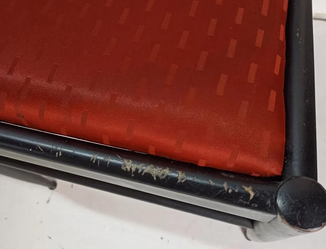 Zestaw czterech krzeseł Charlotte, drewno czarne, tkanina czerwona, proj. K. Hörlin-Holmquist, Finlandia, lata 70. - 39663