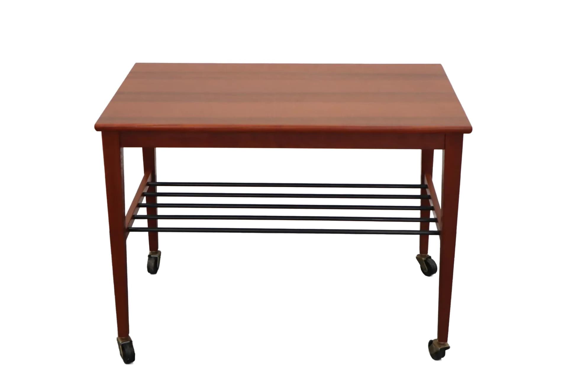 Teak Mobile Side Table, Scandinavian, Poland, 1970s