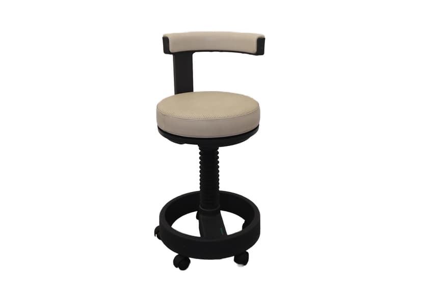 Hoker industrialny, beżowa sztuczna skóra, metal czarny, Siemens, lata 70.