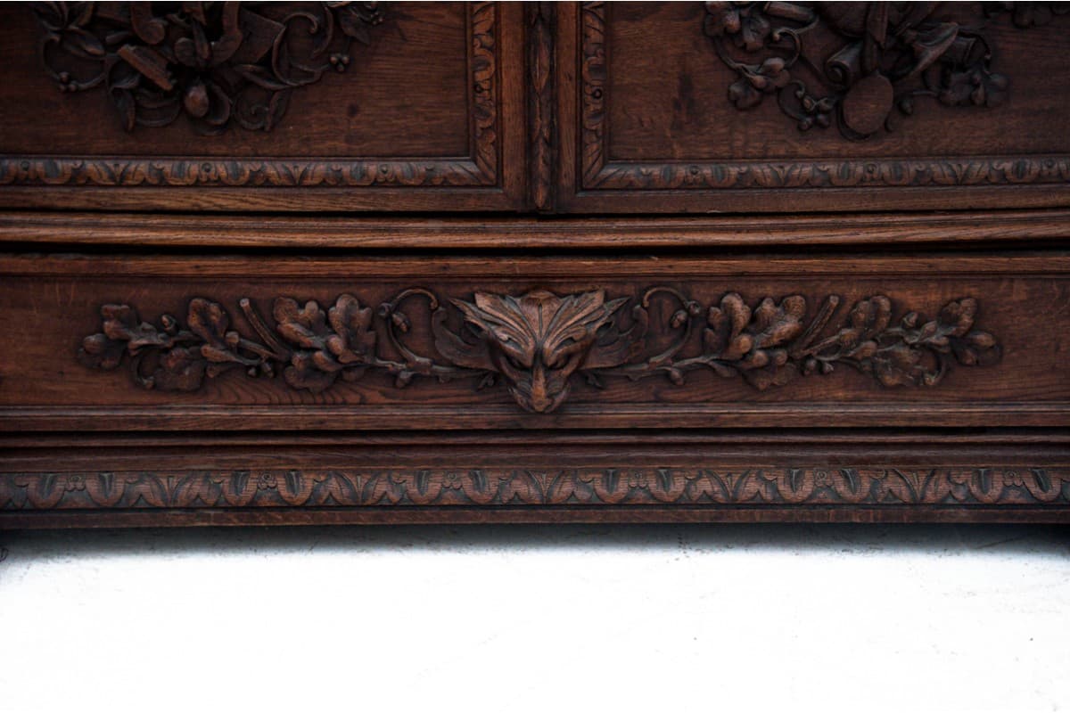 Biblioteka neorenesansowa, dąb brązowy ciemny, Polska, XIX wiek - 78012