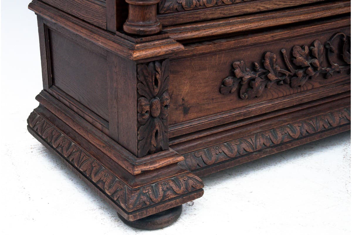 Biblioteka neorenesansowa, dąb brązowy ciemny, Polska, XIX wiek - 78013