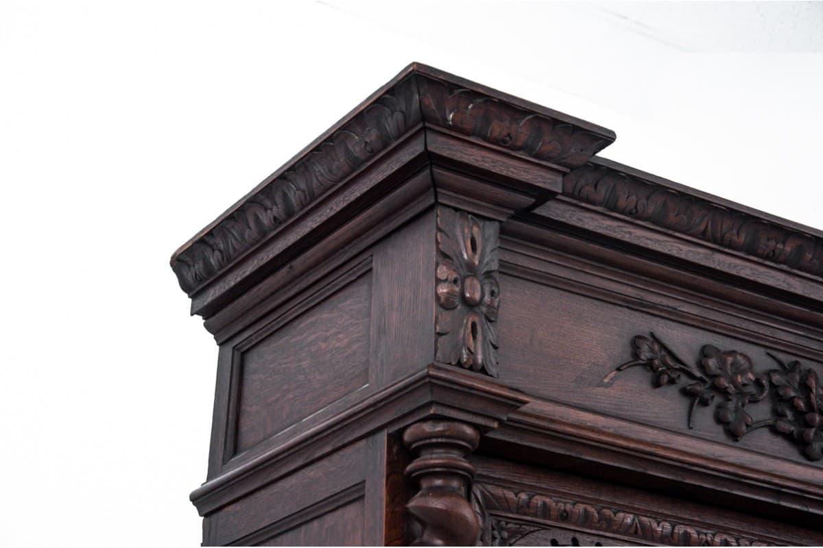 Biblioteka neorenesansowa, dąb brązowy ciemny, Polska, XIX wiek - 78007