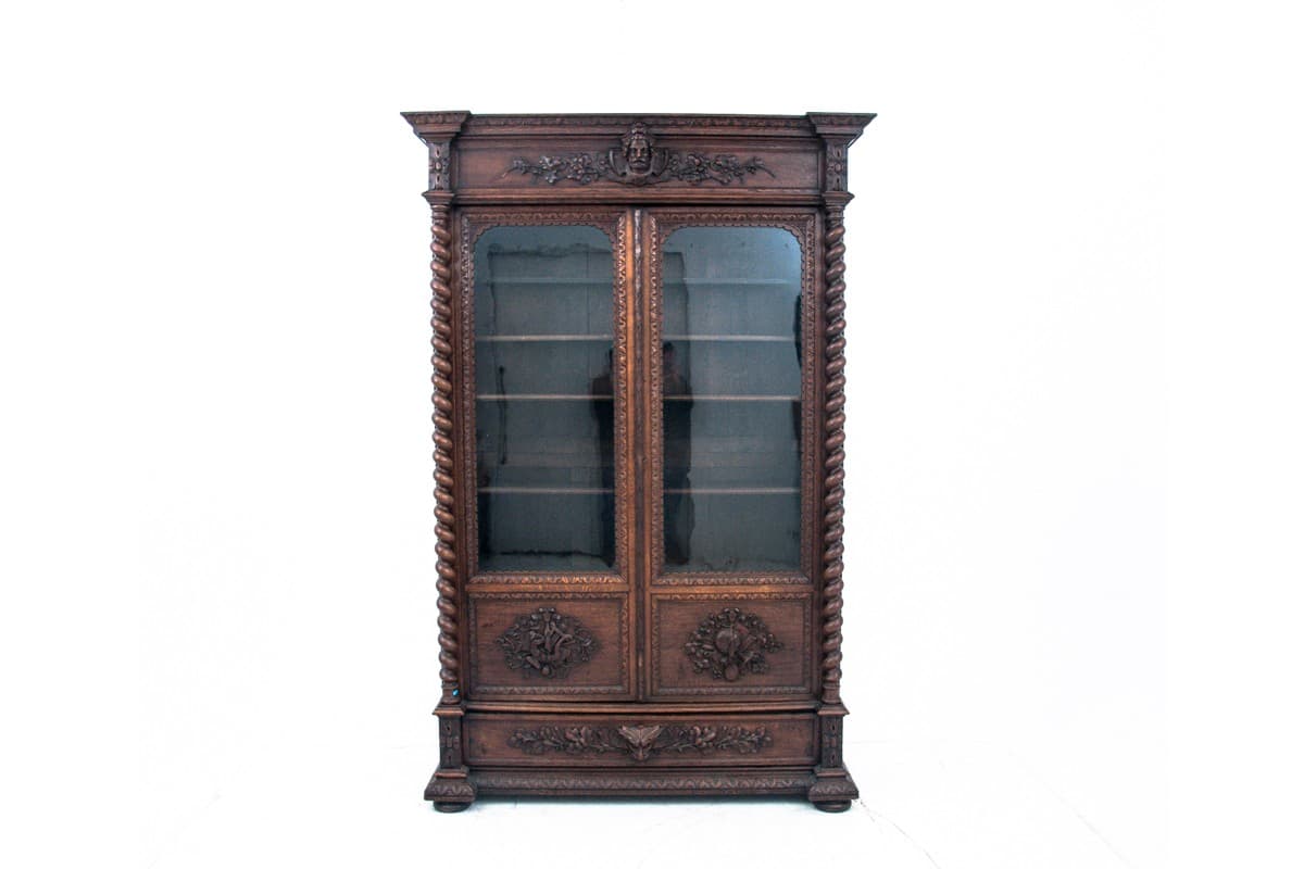 Biblioteka neorenesansowa, dąb brązowy ciemny, Polska, XIX wiek - 78003