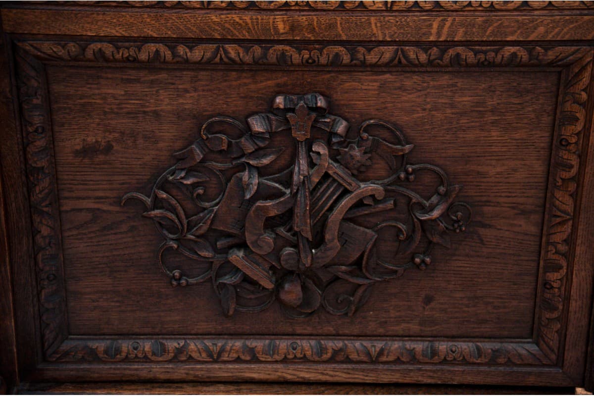 Biblioteka neorenesansowa, dąb brązowy ciemny, Polska, XIX wiek - 78009