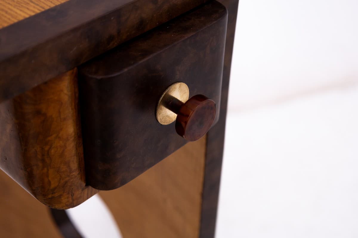 Vanity Set Art Deco, brown, walnut, Poland, 1940s - 77978