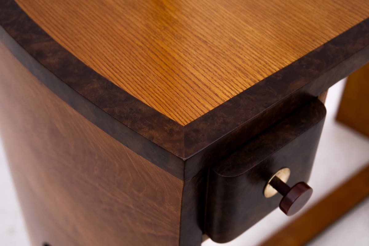 Vanity Set Art Deco, brown, walnut, Poland, 1940s - 77976