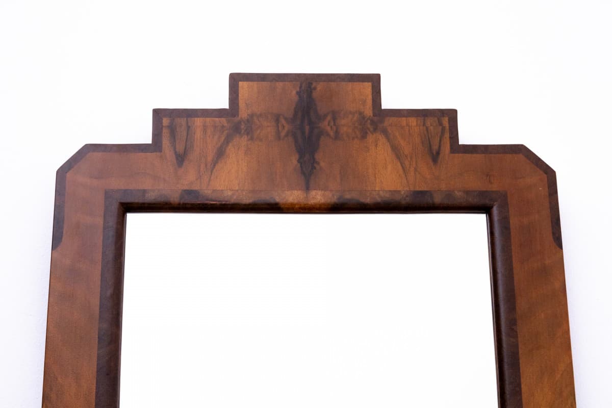 Toaletka z krzesłem, Art Deco, orzech brązowy, Polska, lata 50. - 77927