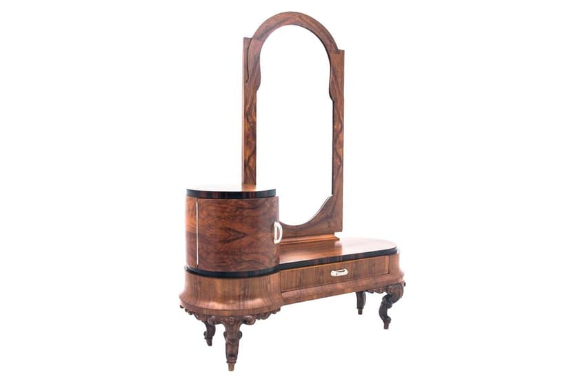 Toaletka tremo Art Deco, orzech brązowy ciemny, Włochy, lata 20.