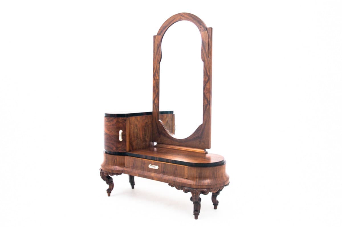 Toaletka tremo Art Deco, orzech brązowy ciemny, Włochy, lata 20. - 77914