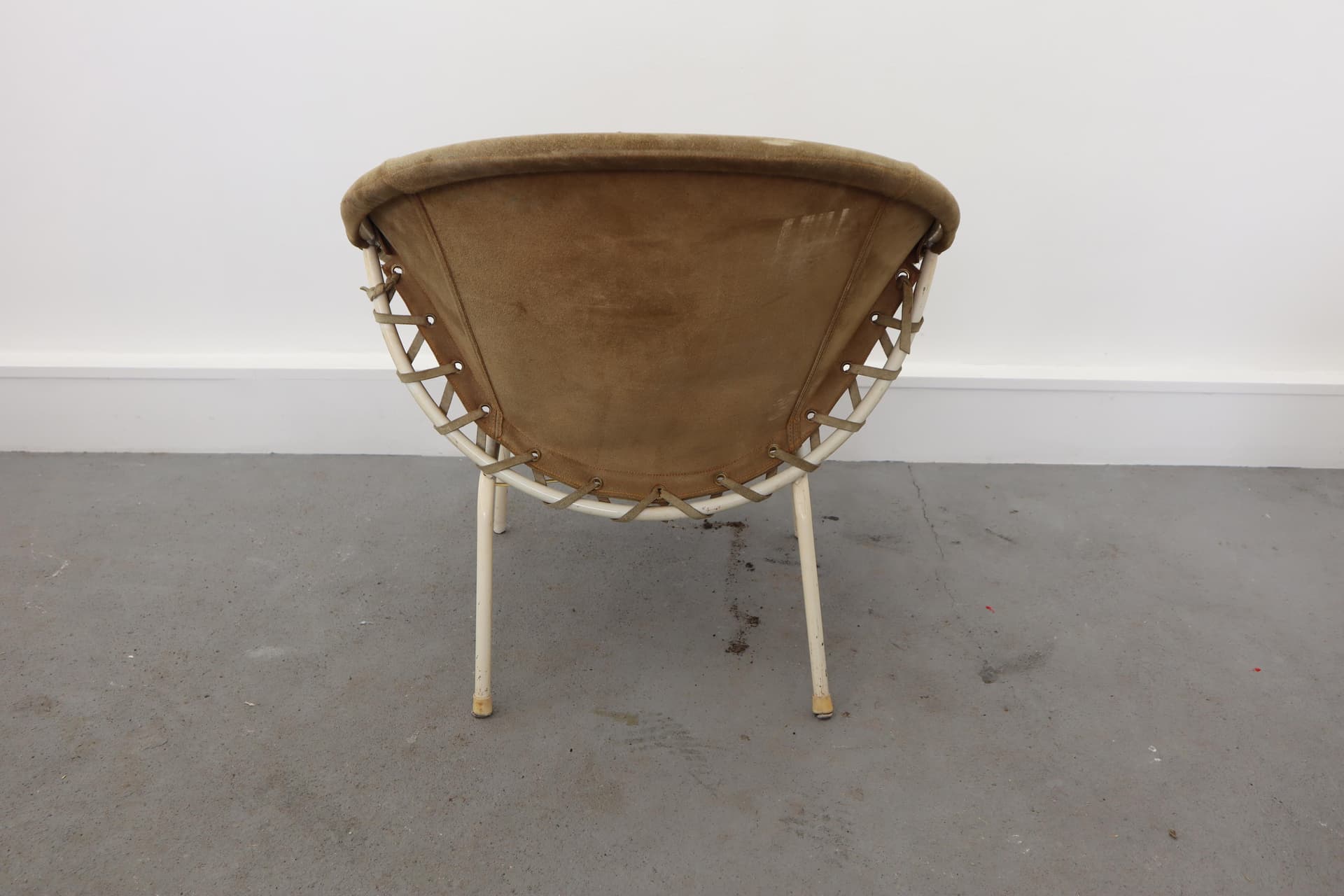 Armchair, olive suede, beige metal, Germany, 1960s. - 39710