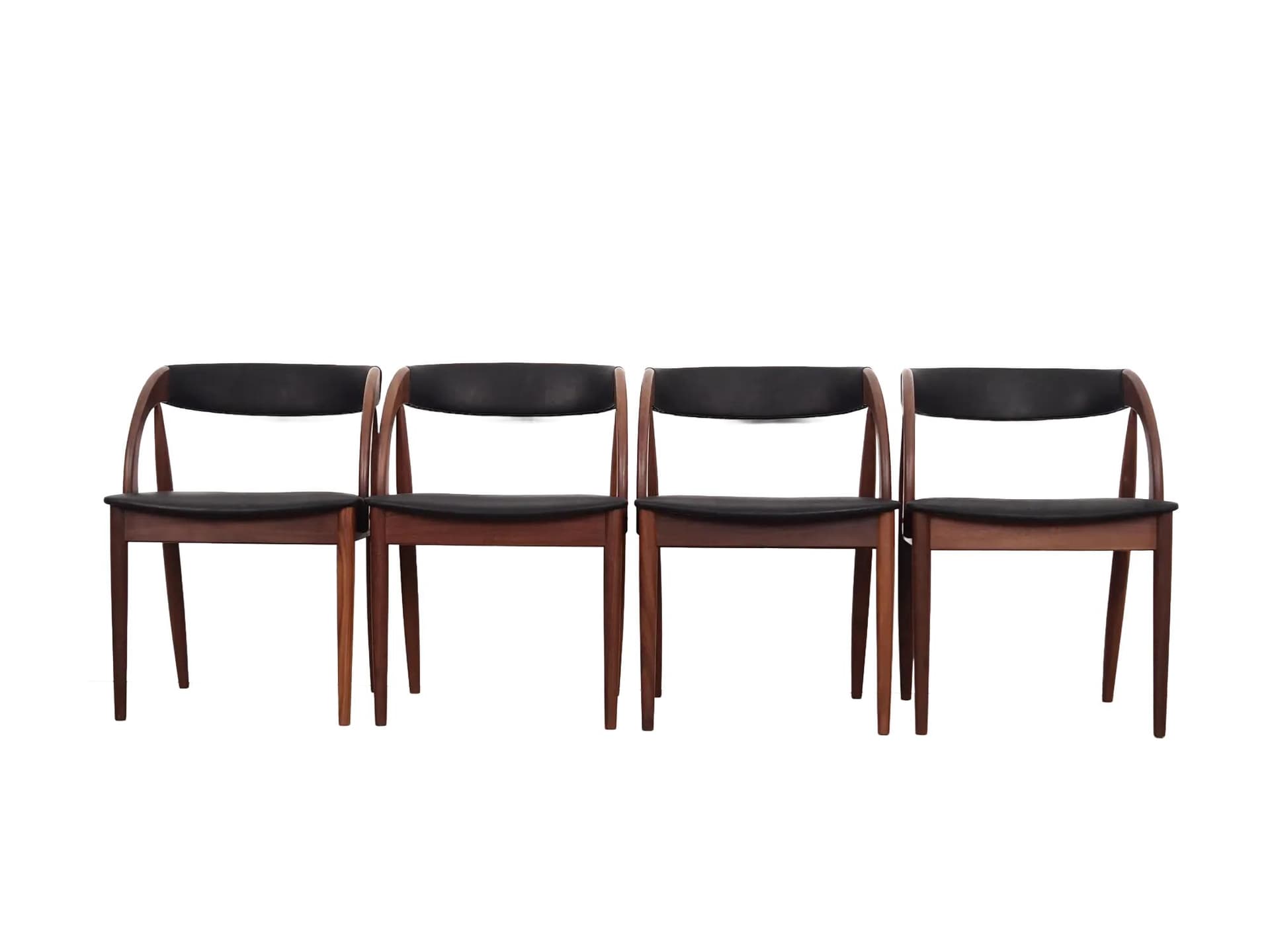 Komplet czterech krzeseł, teak czarny, Orte Mobelfabrik, Dania, lata 70.