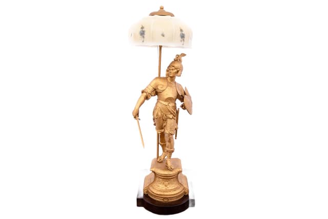 Eclectic Table Lamp, golden metal, Western Europe, 1950s - DIMENSION