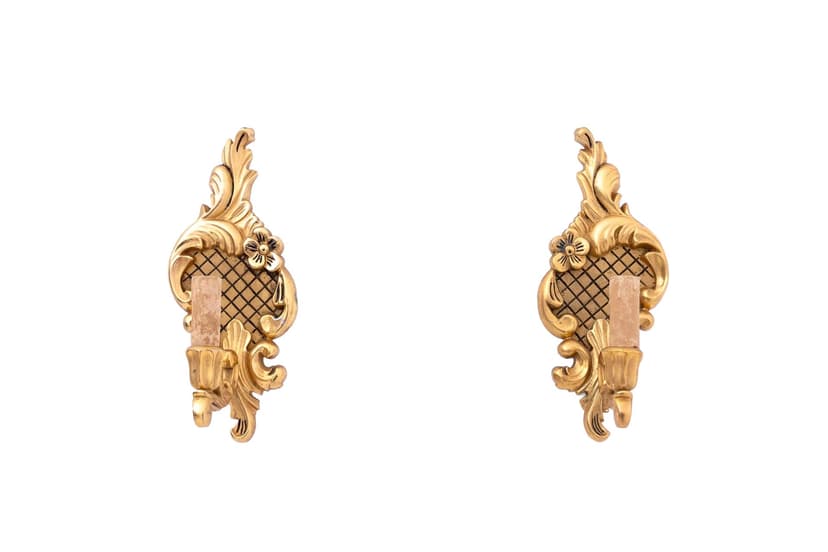 Para kinkietów, Rococo Revival, złoty, mosiądz, Europa Zachodnia, początek XX wieku