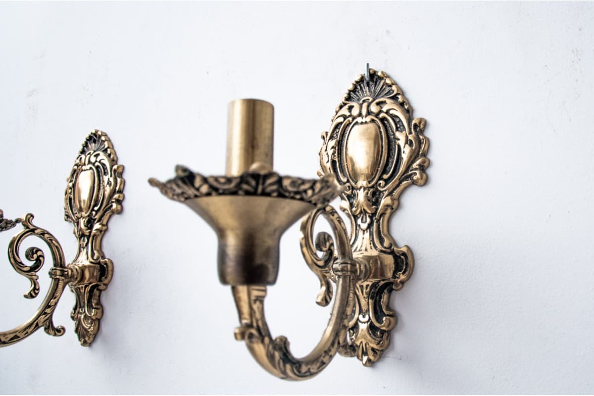 Set of 4 wall sconces, Neo-Baroque, copper brass, Northern Europe, 1930s. - 61055