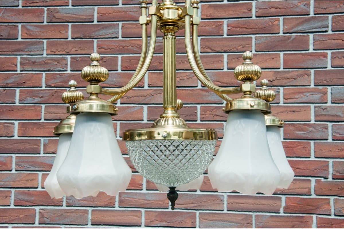 Żyrandol neobarokowy, mosiądz polerowany, Europa Zachodnia, lata 50. - 61053