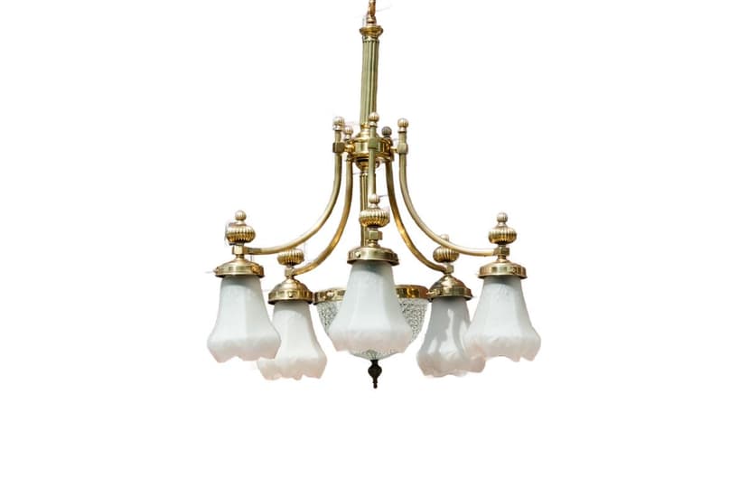 Żyrandol neobarokowy, mosiądz polerowany, Europa Zachodnia, lata 50.