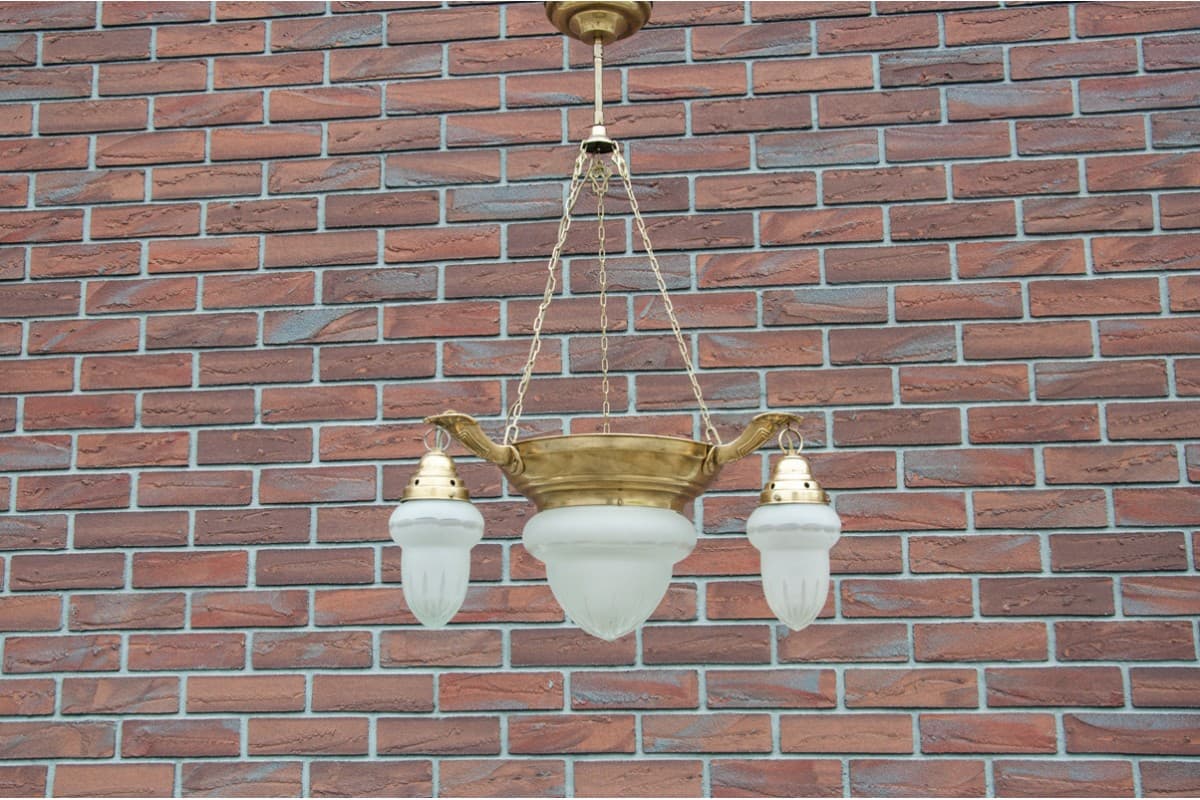 Żyrandol, art déco, mosiądz złoty, Europa Zachodnia, lata 50. - 61046