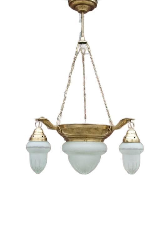 Żyrandol, art déco, mosiądz złoty, Europa Zachodnia, lata 50. - WYMIARY