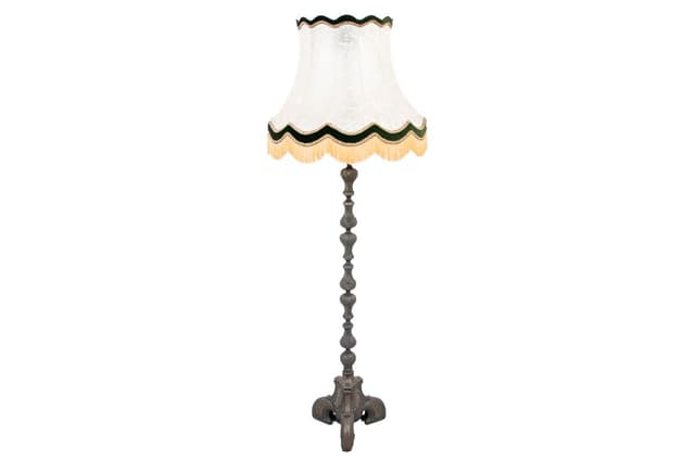 Floor lamp, Art Deco, ivory white, wood, Western Europe, 1950s. - DIMENSION
