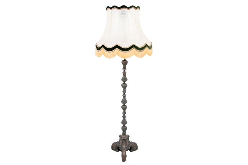 Lampa stojąca, art déco, ivory white, drewno, Europa Zachodnia, lata 50.