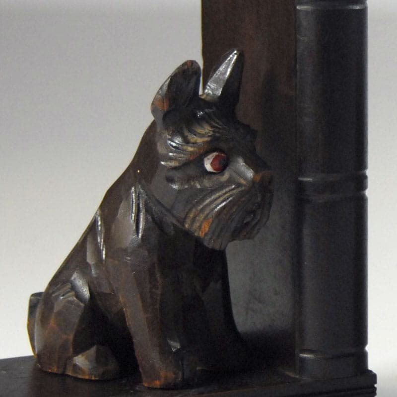 Para podpórek do książek Art Deco, drewno brąz ciemny, Francja, lata 30. - 39980