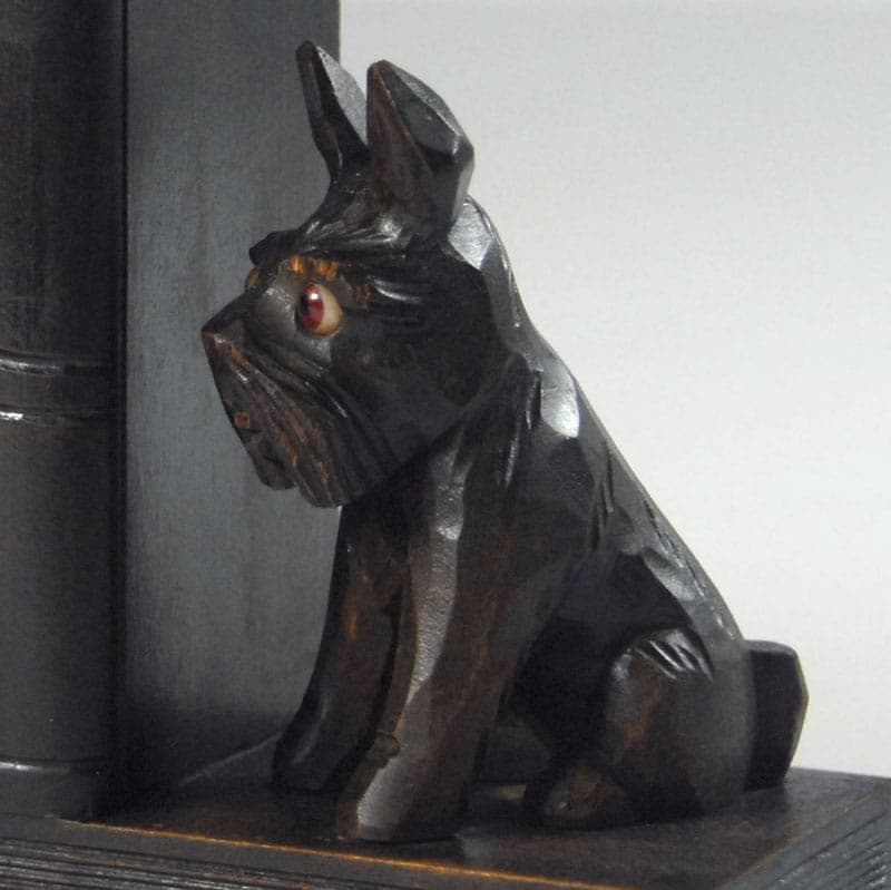 Para podpórek do książek Art Deco, drewno brąz ciemny, Francja, lata 30. - 39981