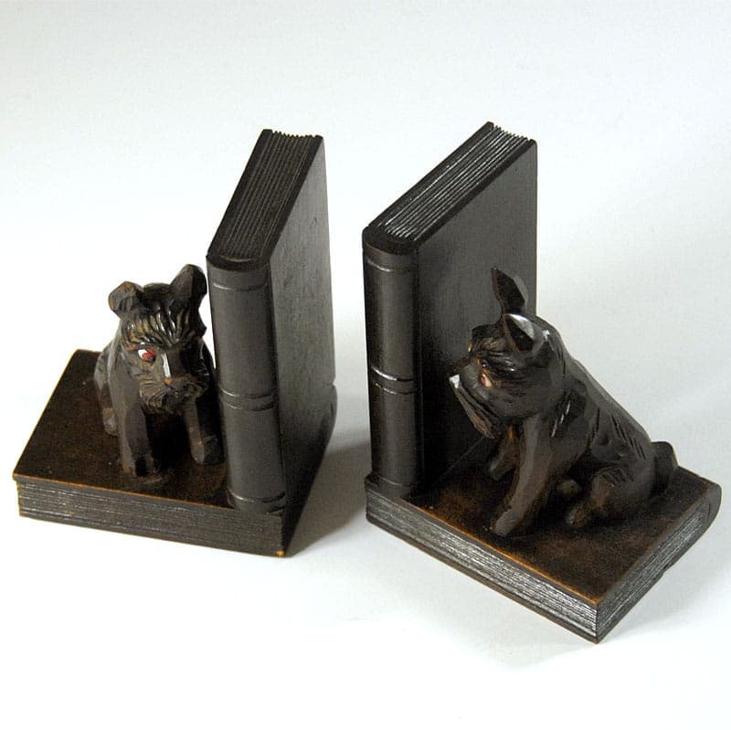 Para podpórek do książek Art Deco, drewno brąz ciemny, Francja, lata 30. - 39979