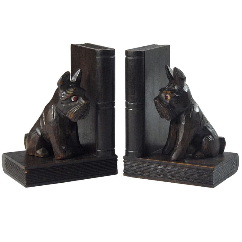 Para podpórek do książek Art Deco, drewno brąz ciemny, Francja, lata 30.