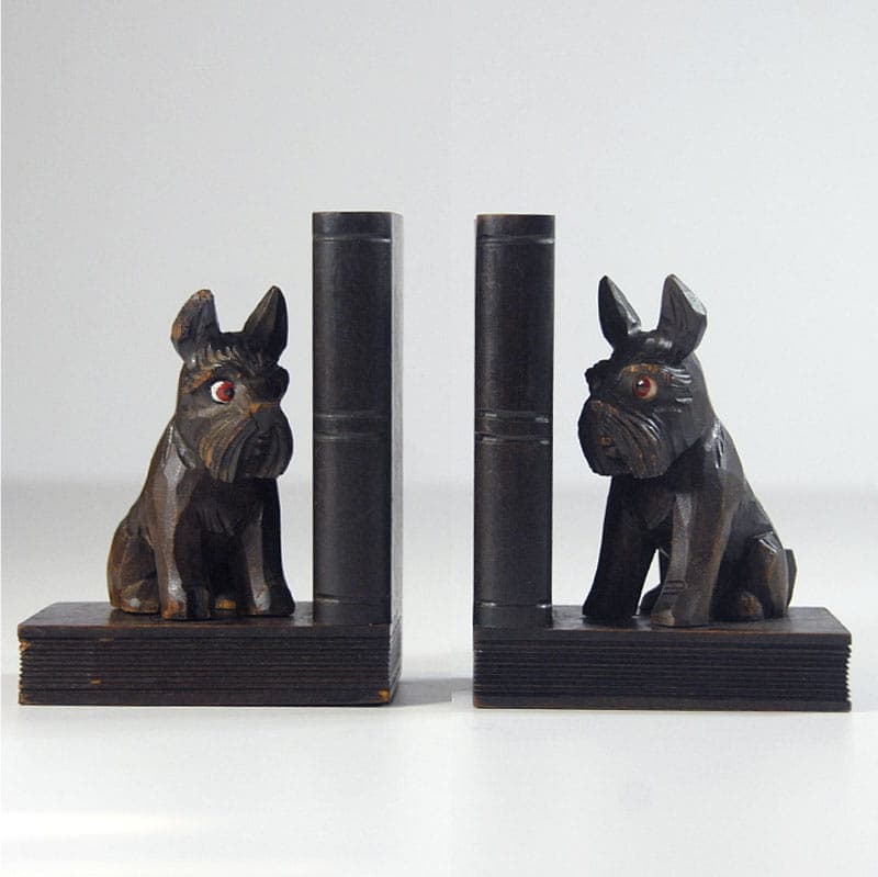 Para podpórek do książek Art Deco, drewno brąz ciemny, Francja, lata 30. - 39976