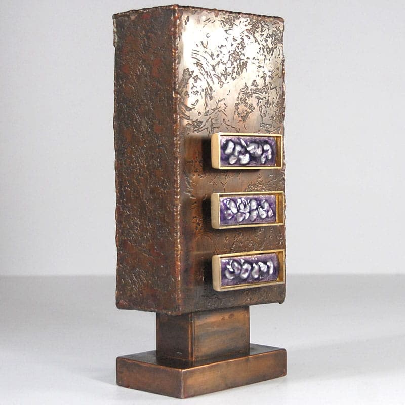 Brutalist vase, dark brown copper, 1960s. - 39950