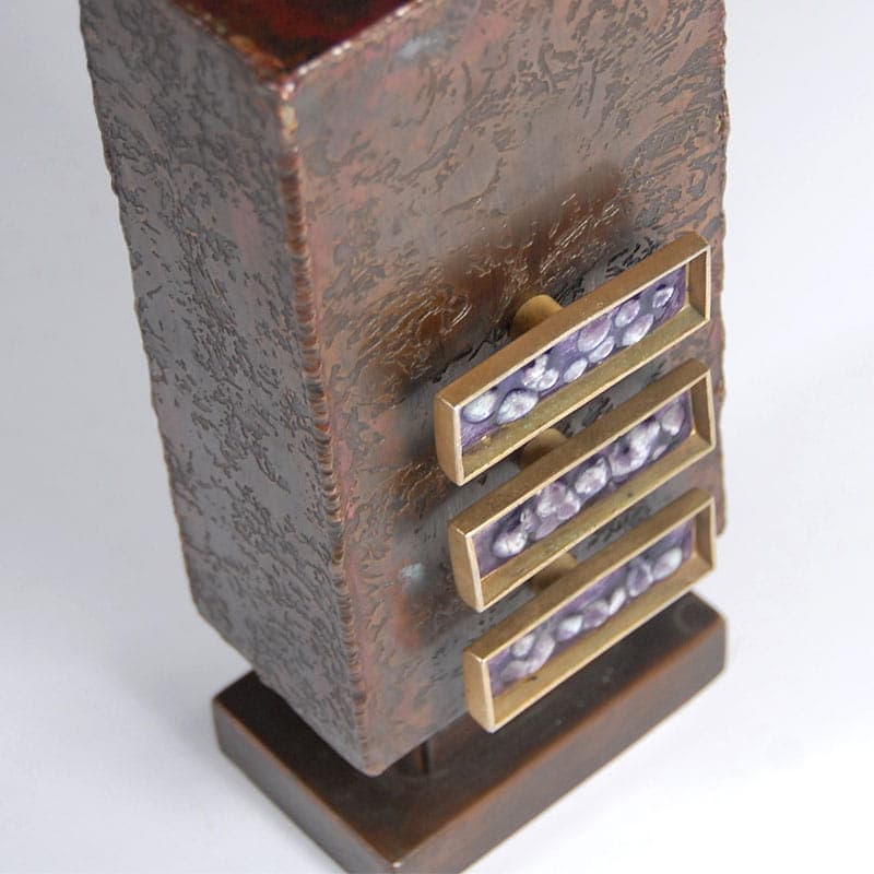 Brutalist vase, dark brown copper, 1960s. - 39953