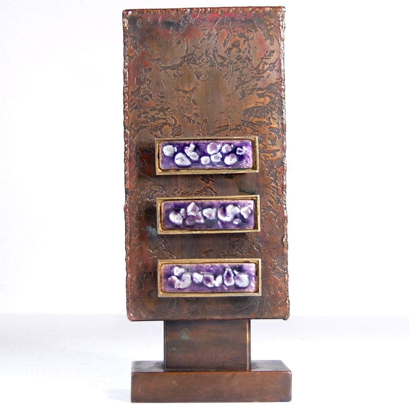 Brutalist vase, dark brown copper, 1960s. - 39951