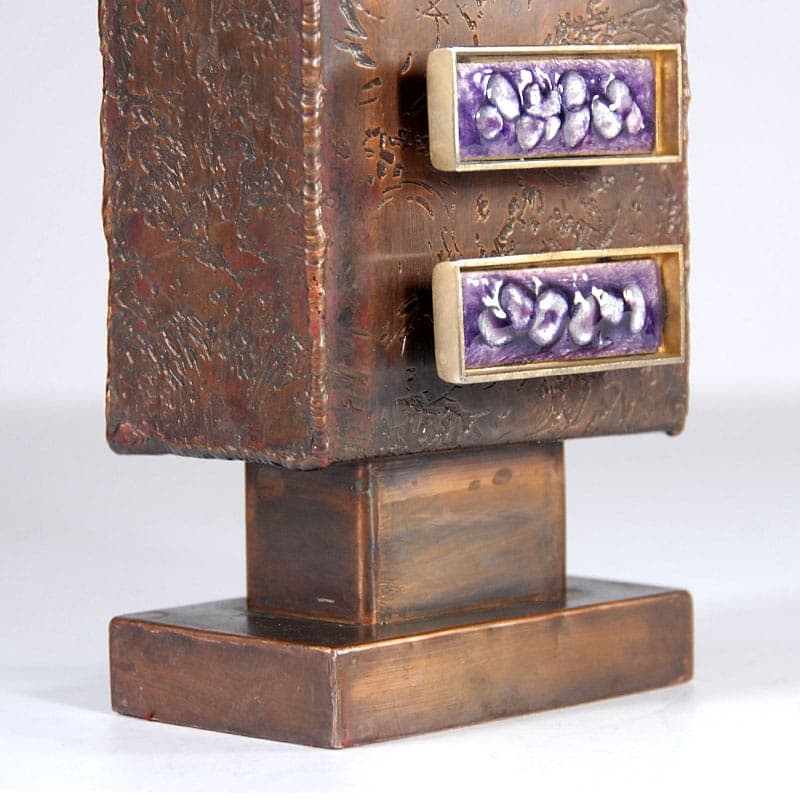 Brutalist vase, dark brown copper, 1960s. - 39955