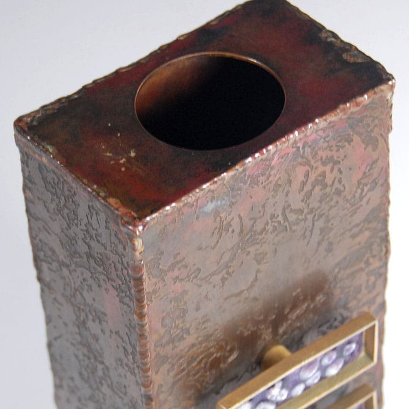 Brutalist vase, dark brown copper, 1960s. - 39957