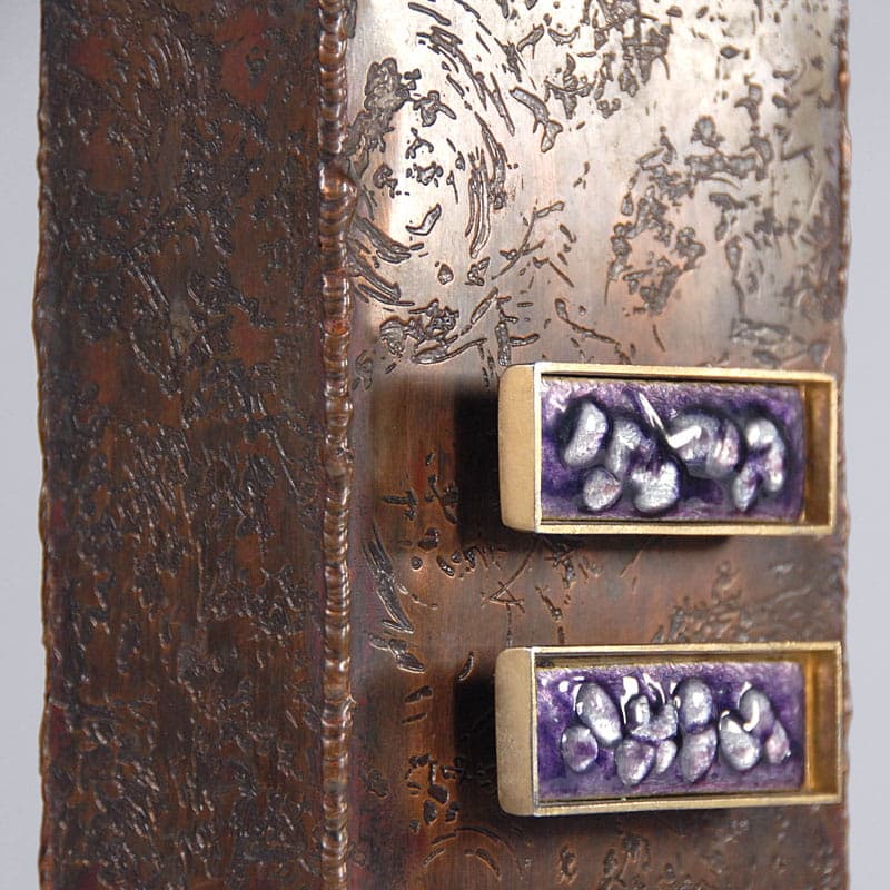 Brutalist vase, dark brown copper, 1960s. - 39954