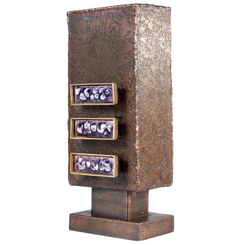 Brutalist vase, dark brown copper, 1960s.