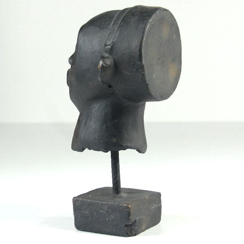 Rzeźba głowy afrykańskiej, czarna, gips patynowany, lata 60. - 39945
