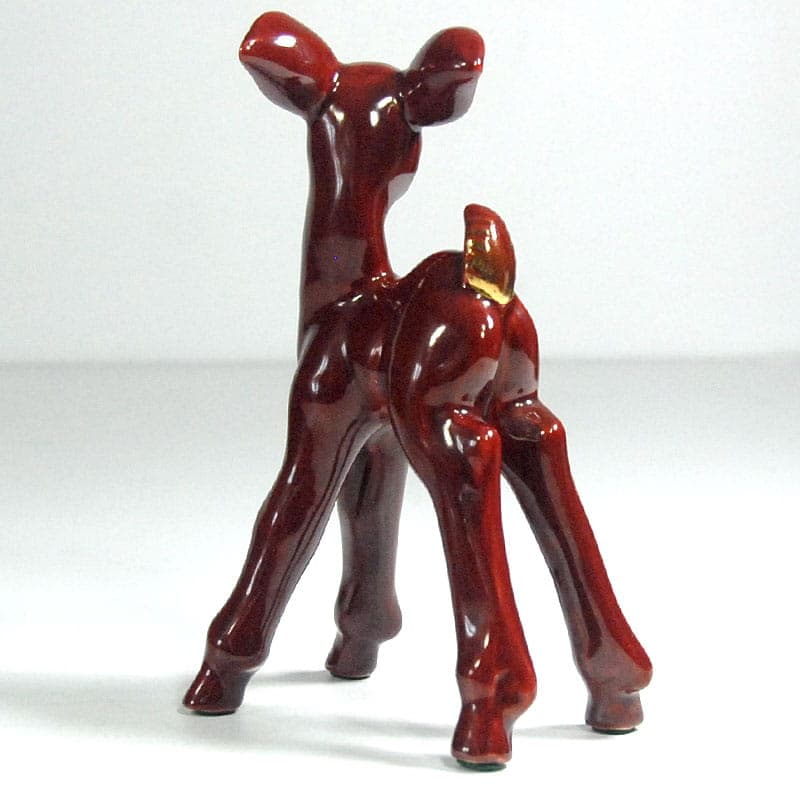 Figurka sarna Art Deco, burgund, ceramika, Francja, lata 30. - 39934