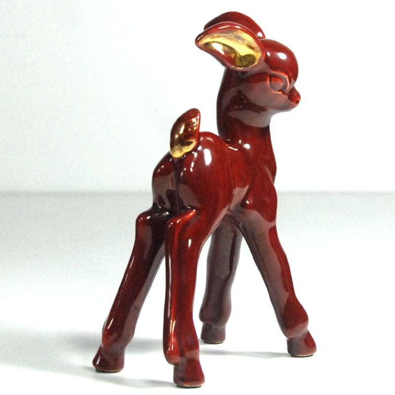 Figurka sarna Art Deco, burgund, ceramika, Francja, lata 30. - 39937