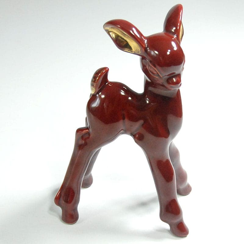 Figurka sarna Art Deco, burgund, ceramika, Francja, lata 30. - 39933