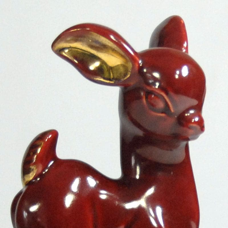 Figurka sarna Art Deco, burgund, ceramika, Francja, lata 30. - 39936