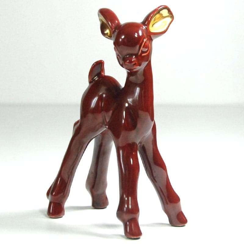 Figurka sarna Art Deco, burgund, ceramika, Francja, lata 30. - 39935