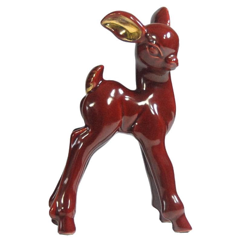 Figurka sarna Art Deco, burgund, ceramika, Francja, lata 30.