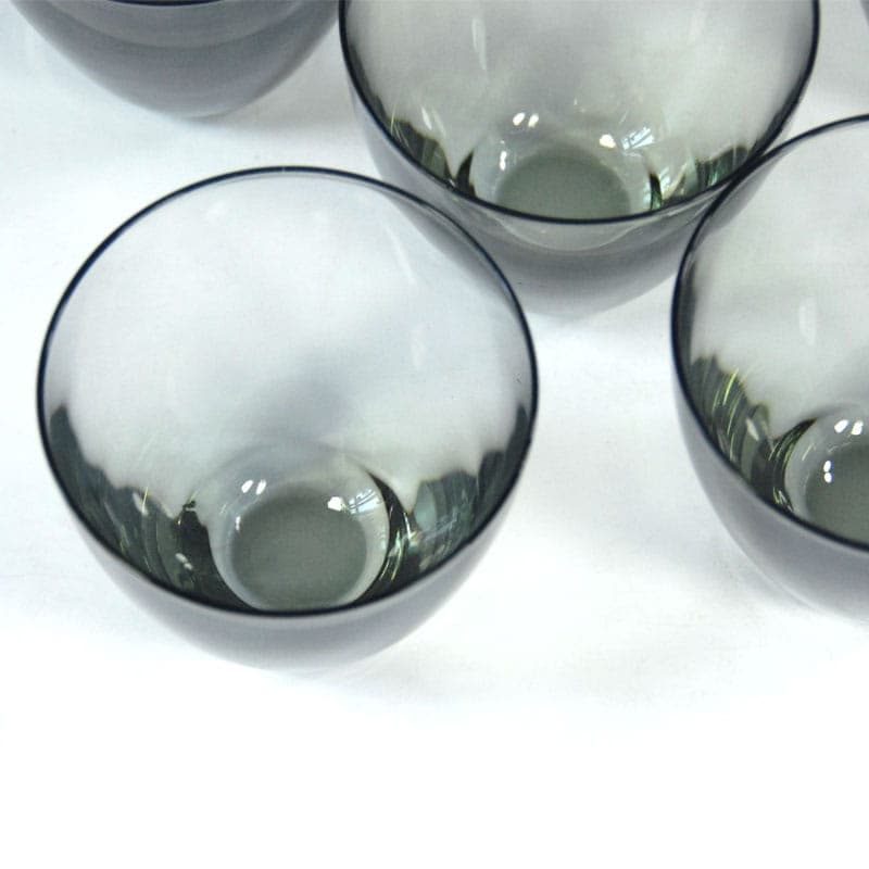 Set of cocktail glasses, grey glass, by P. Lütken, Holmegaard, Denmark, 1960s. - 39931